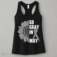 Go Gray In May Brain Cancer Awareness Grey Ribbon Sunflower Women's Tank Top thumb 3