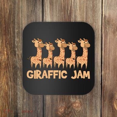 Giraffe Giraffic Jam Funny Pun Cute Coaster