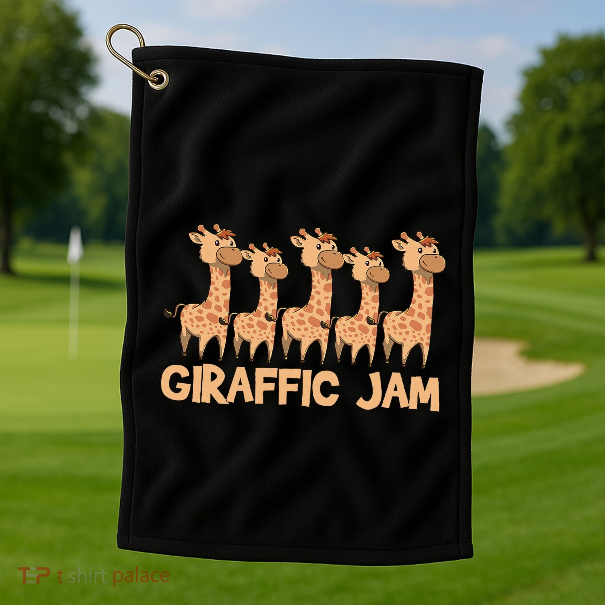 Giraffe Giraffic Jam Funny Pun Cute Golf Towel