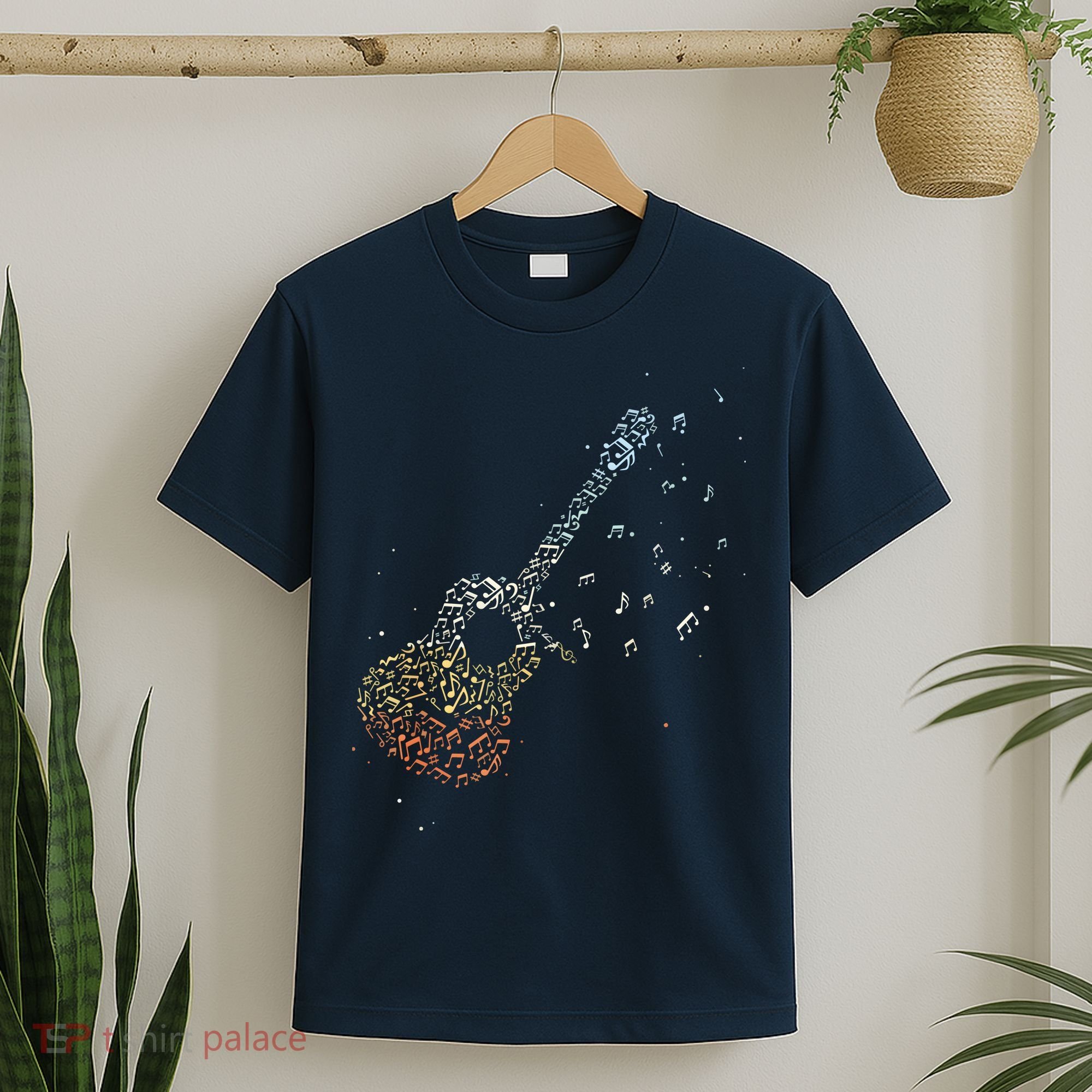 Guitar Gifts Men Music Notes Guitarist Musician Music Lover T-Shirt
