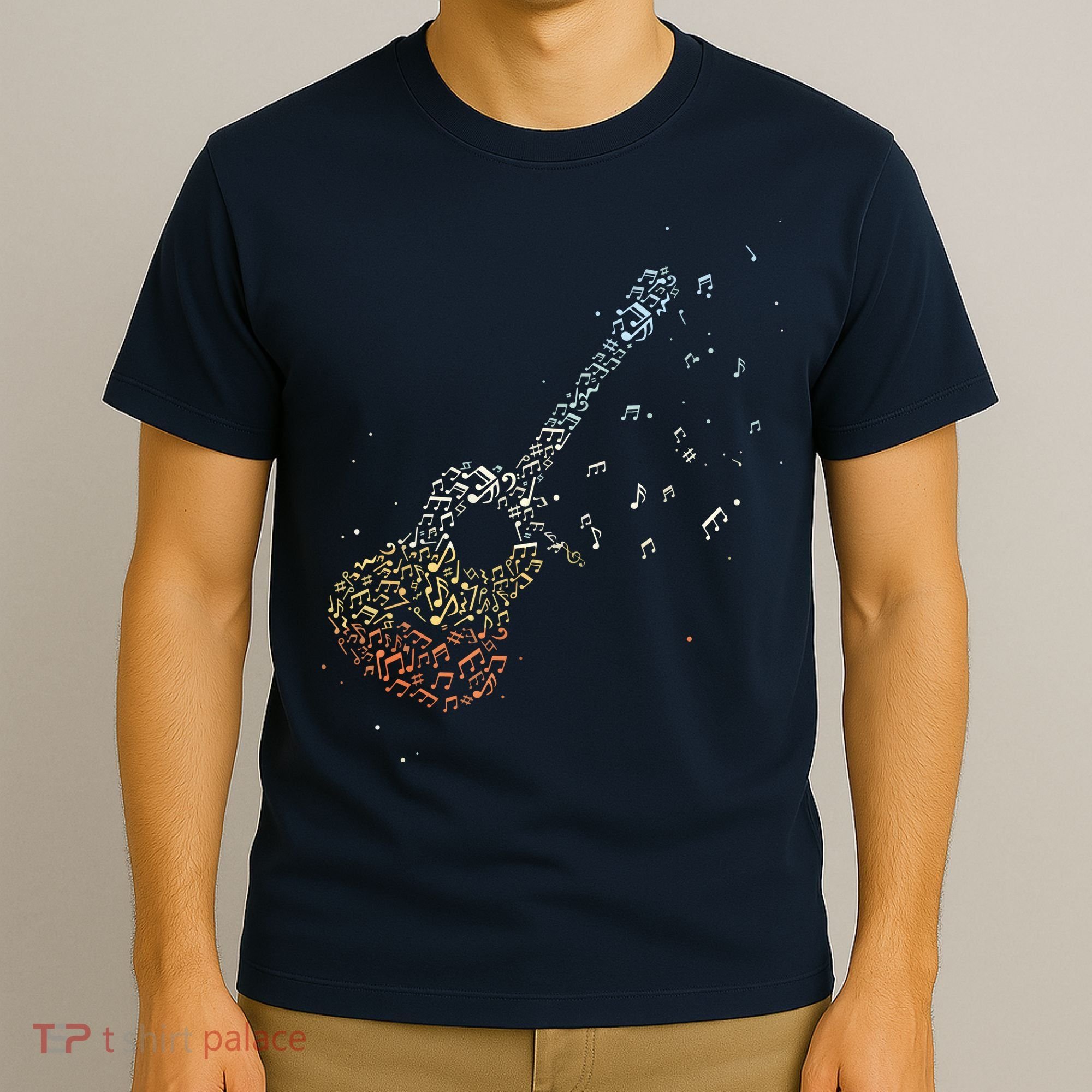 Guitar Gifts Men Music Notes Guitarist Musician Music Lover T-Shirt