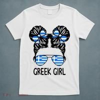 Greek Girl Messy Hair Greece Pride Patriotic T-Shirt thumb 5