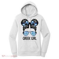 Greek Girl Messy Hair Greece Pride Patriotic Women's Hoodie thumb 0