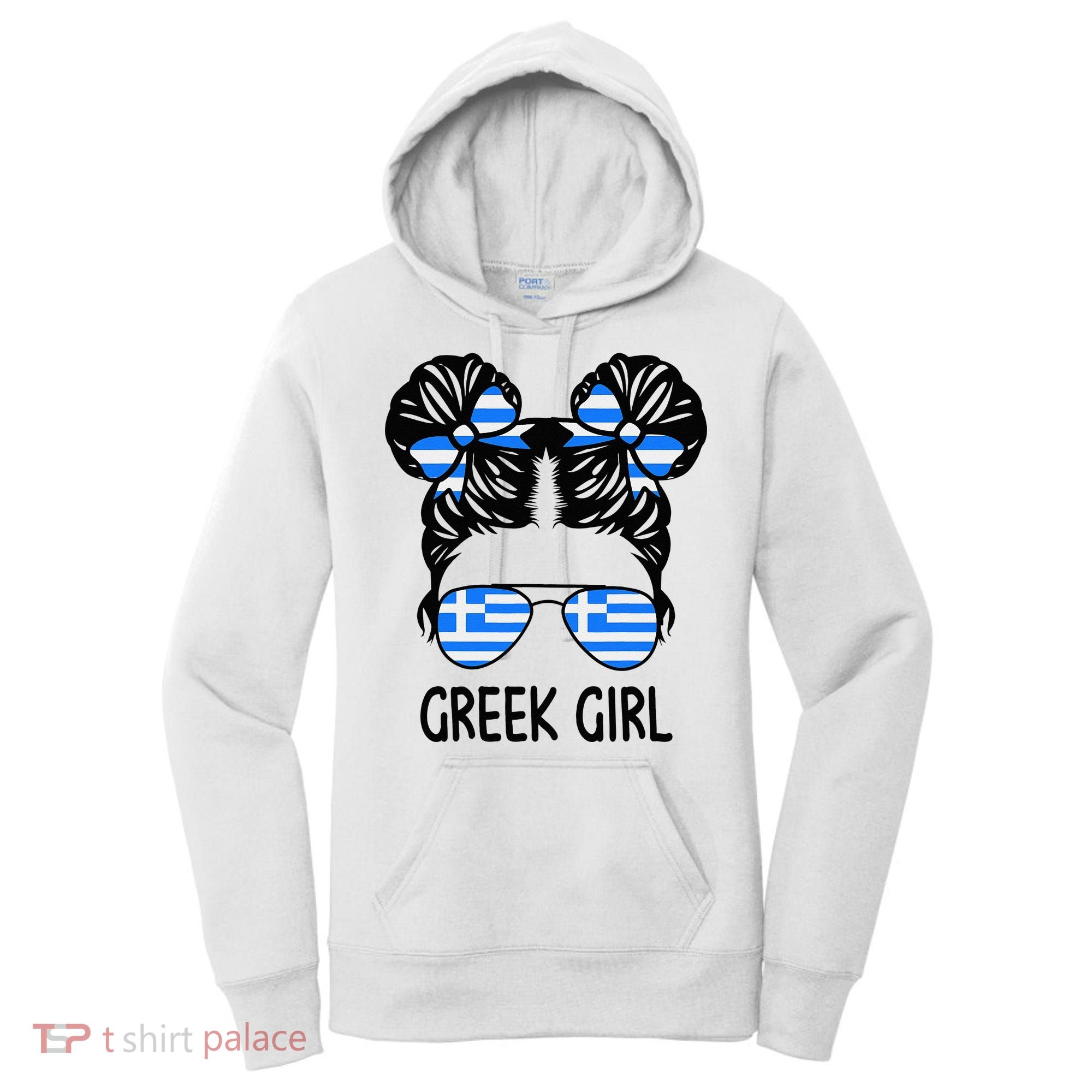 Greek Girl Messy Hair Greece Pride Patriotic Women's Hoodie