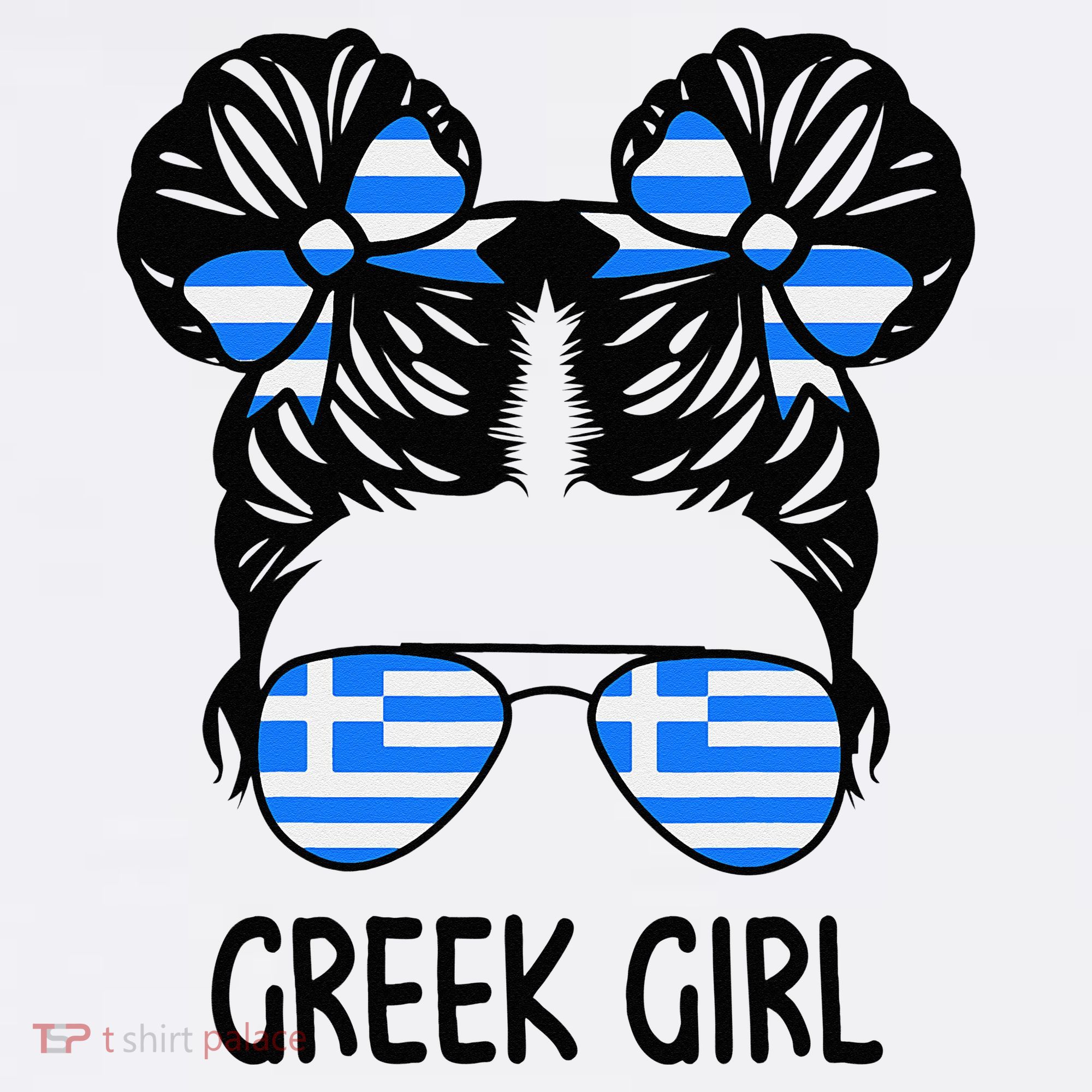 Greek Girl Messy Hair Greece Pride Patriotic Women's Hoodie