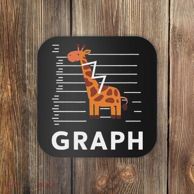 GRaph Giraffe Mathematician Funny Animal Pun Coaster