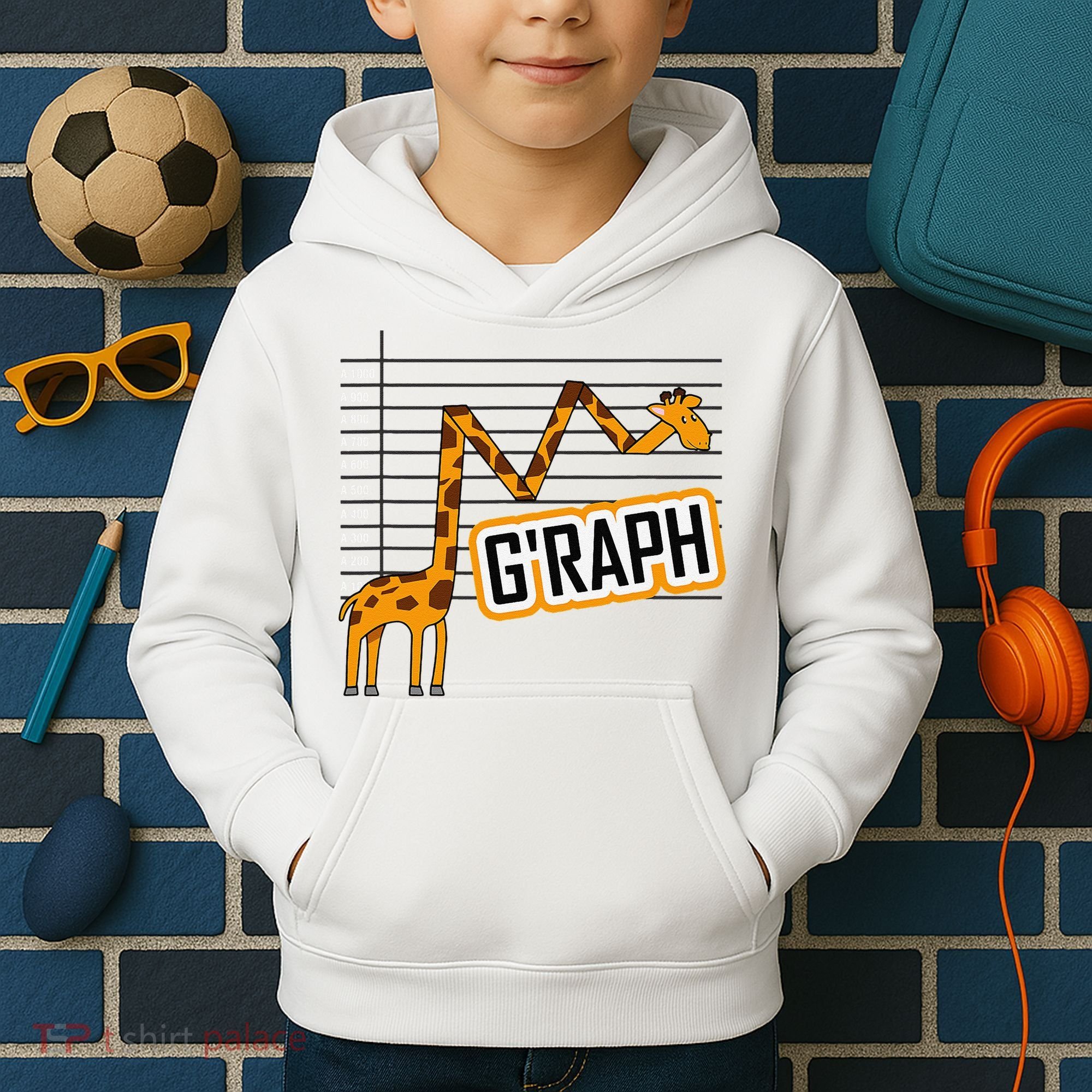 GRaph Giraffe Mathematician Funny Animal Pun Kids Hoodie