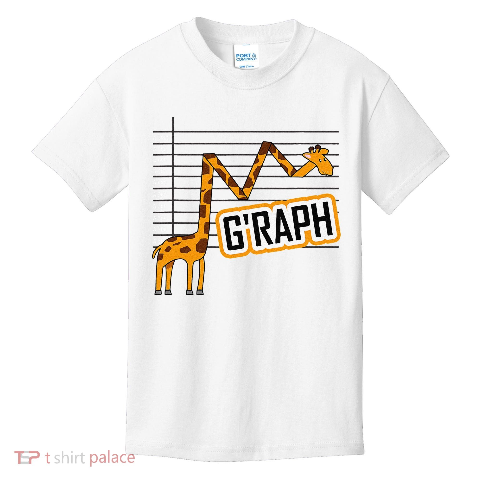 GRaph Giraffe Mathematician Funny Animal Pun Kids T-Shirt