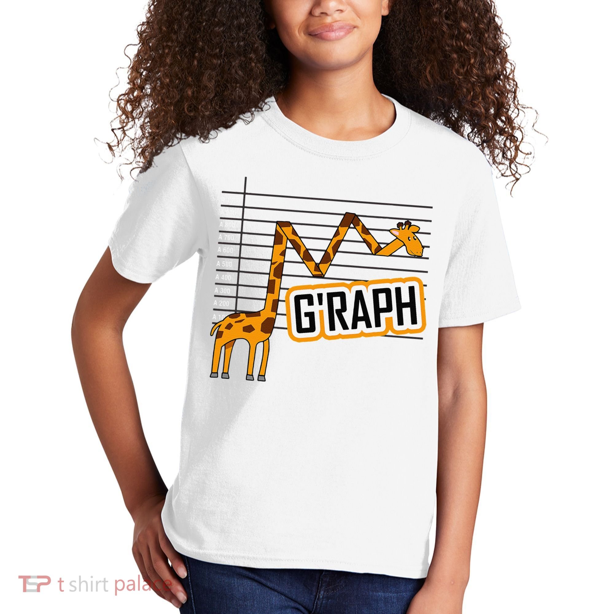GRaph Giraffe Mathematician Funny Animal Pun Kids T-Shirt