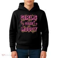 Girl Gone Muddy Funny Mud Run Racing For A Mudding Mudder Kids Hoodie thumb 4