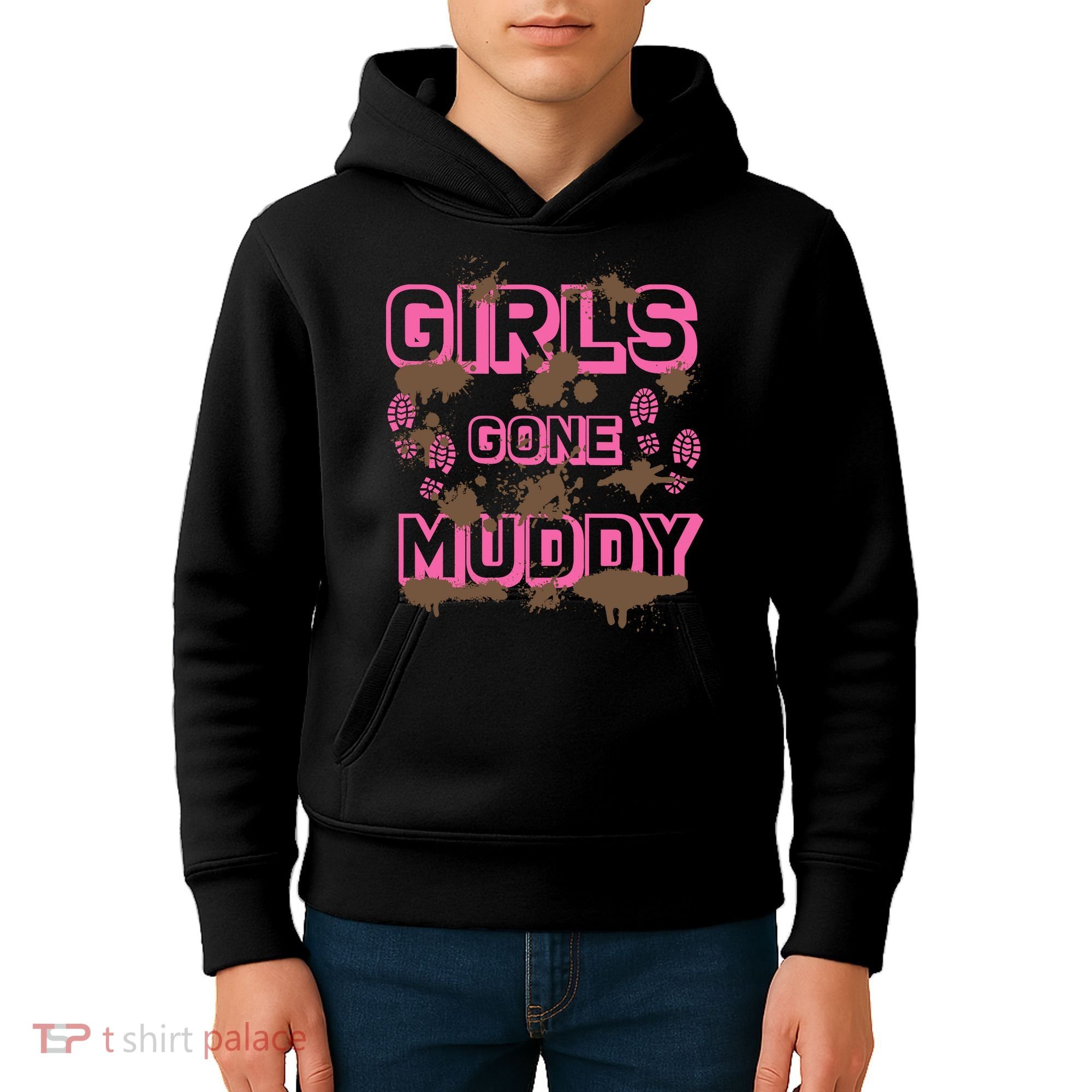 Girl Gone Muddy Funny Mud Run Racing For A Mudding Mudder Kids Hoodie
