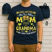 God Gifted Me Two Titles Mom And Grandma Rock Both T-Shirt thumb 6
