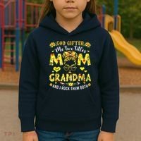 God Gifted Me Two Titles Mom And Grandma Rock Both Kids Hoodie thumb 3