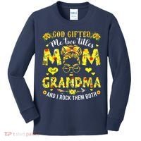 God Gifted Me Two Titles Mom And Grandma Rock Both Kids Long Sleeve Shirt thumb 0