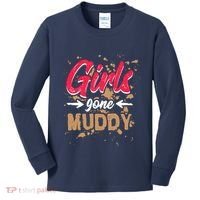 Girl Gone Muddy Mud Runs For Wo Mud Running Team Kids Long Sleeve Shirt thumb 0