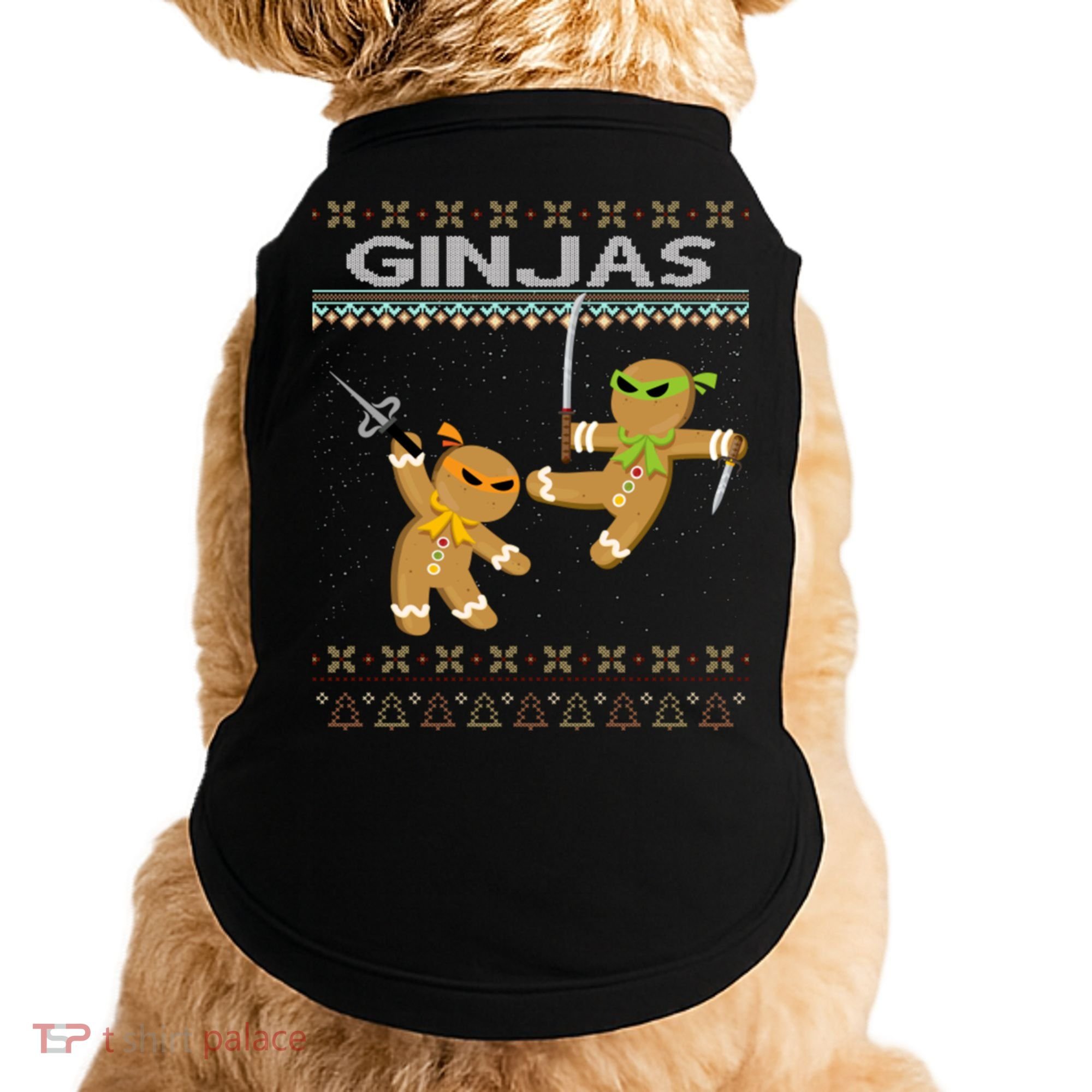 Ginjas Gingerbread Ninjas Ninjabread Christmas Ugly Sweater Doggie Tank