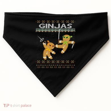 Ginjas Gingerbread Ninjas Ninjabread Christmas Ugly Sweater USA-Made Doggie Bandana
