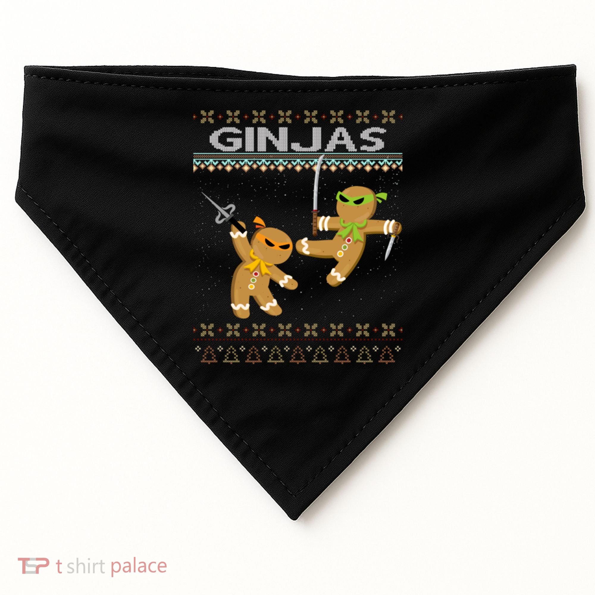 Ginjas Gingerbread Ninjas Ninjabread Christmas Ugly Sweater USA-Made Doggie Bandana