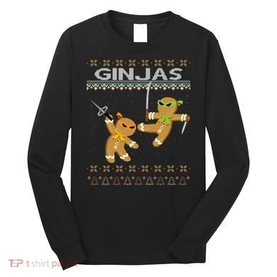 Ginjas Gingerbread Ninjas Ninjabread Christmas Ugly Sweater Long Sleeve Shirt