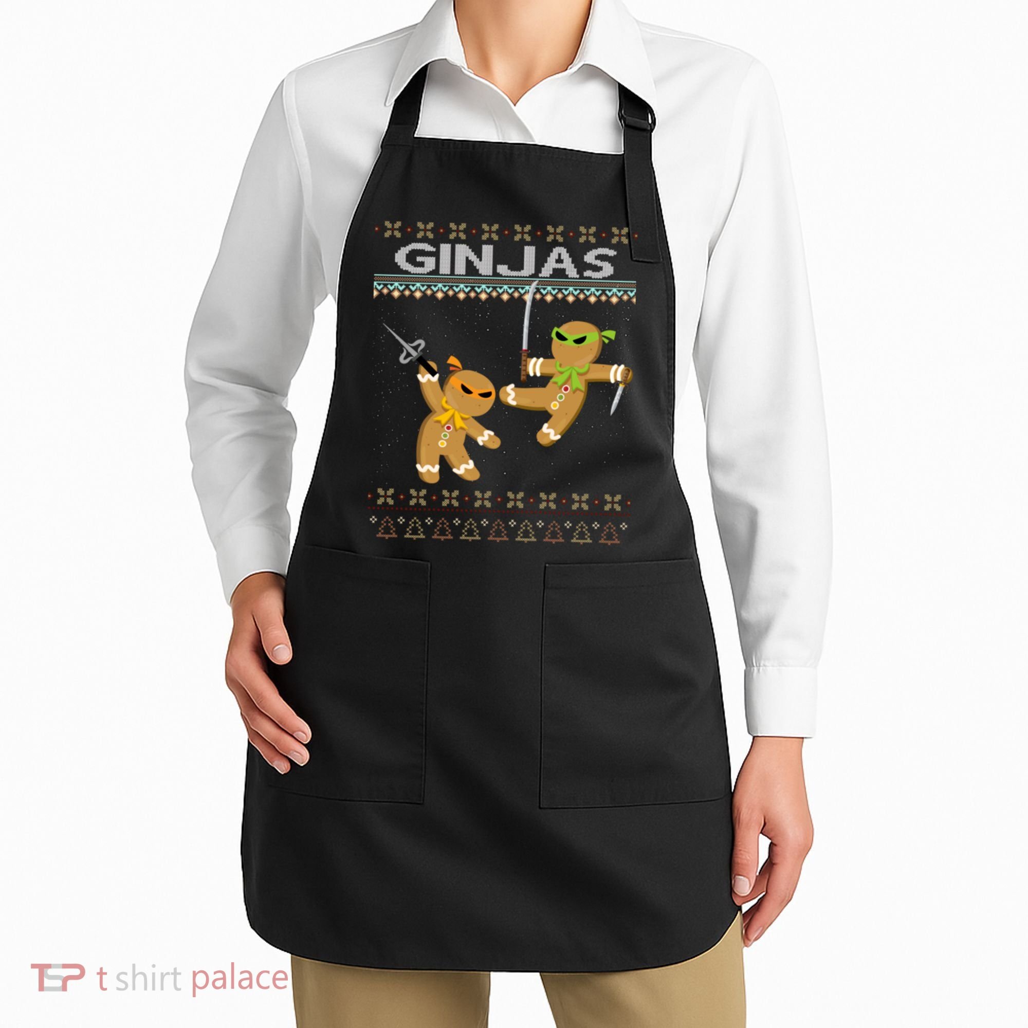 Ginjas Gingerbread Ninjas Ninjabread Christmas Ugly Sweater Apron