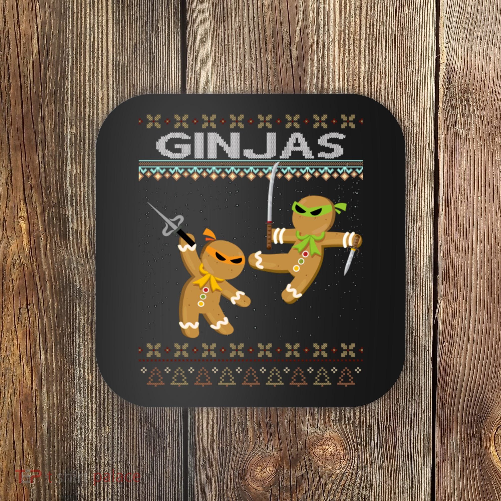 Ginjas Gingerbread Ninjas Ninjabread Christmas Ugly Sweater Coaster