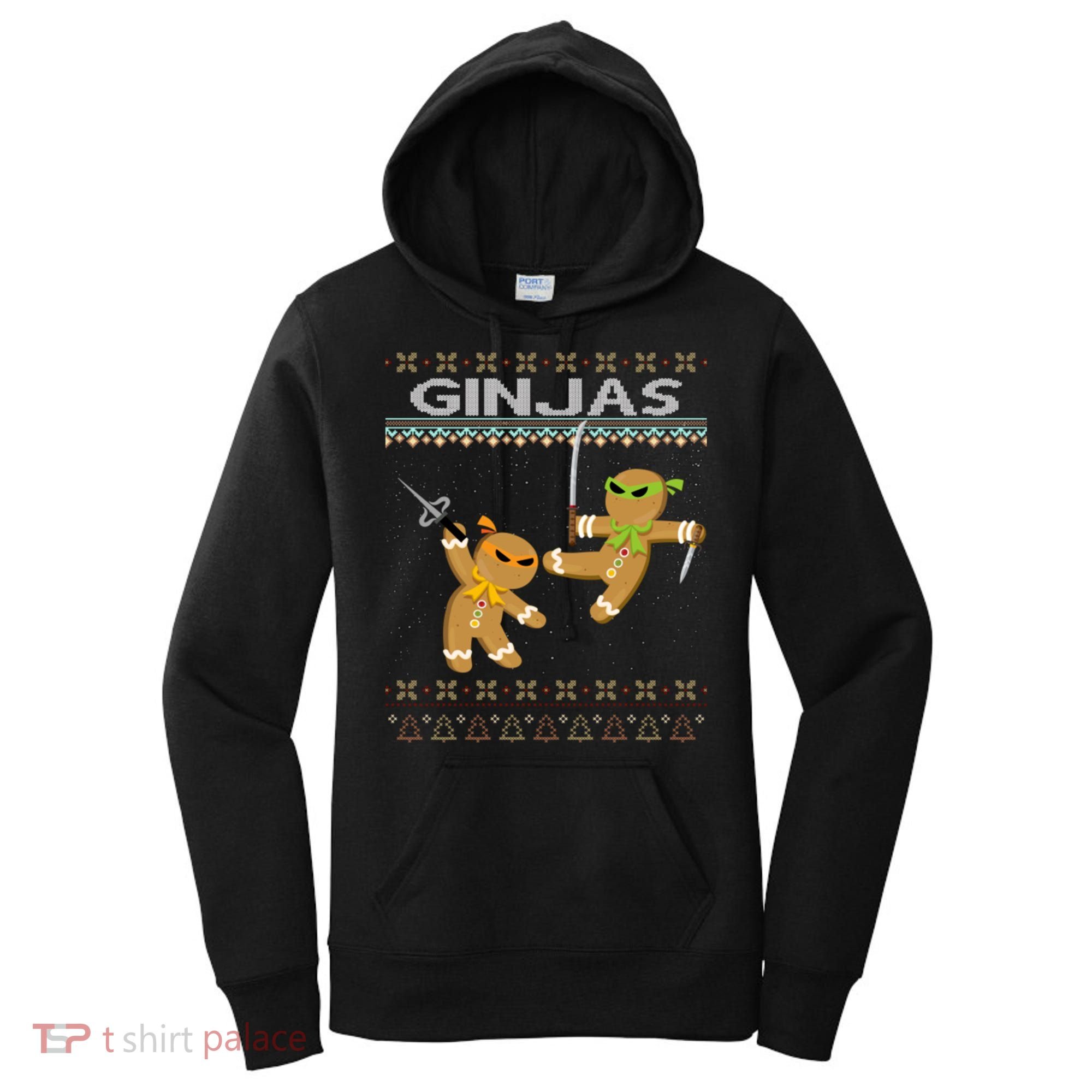 Ginjas Gingerbread Ninjas Ninjabread Christmas Ugly Sweater Women's Hoodie