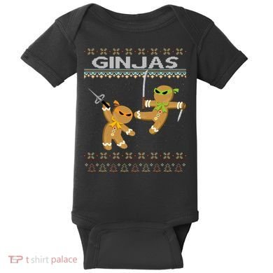 Ginjas Gingerbread Ninjas Ninjabread Christmas Ugly Sweater Baby Bodysuit