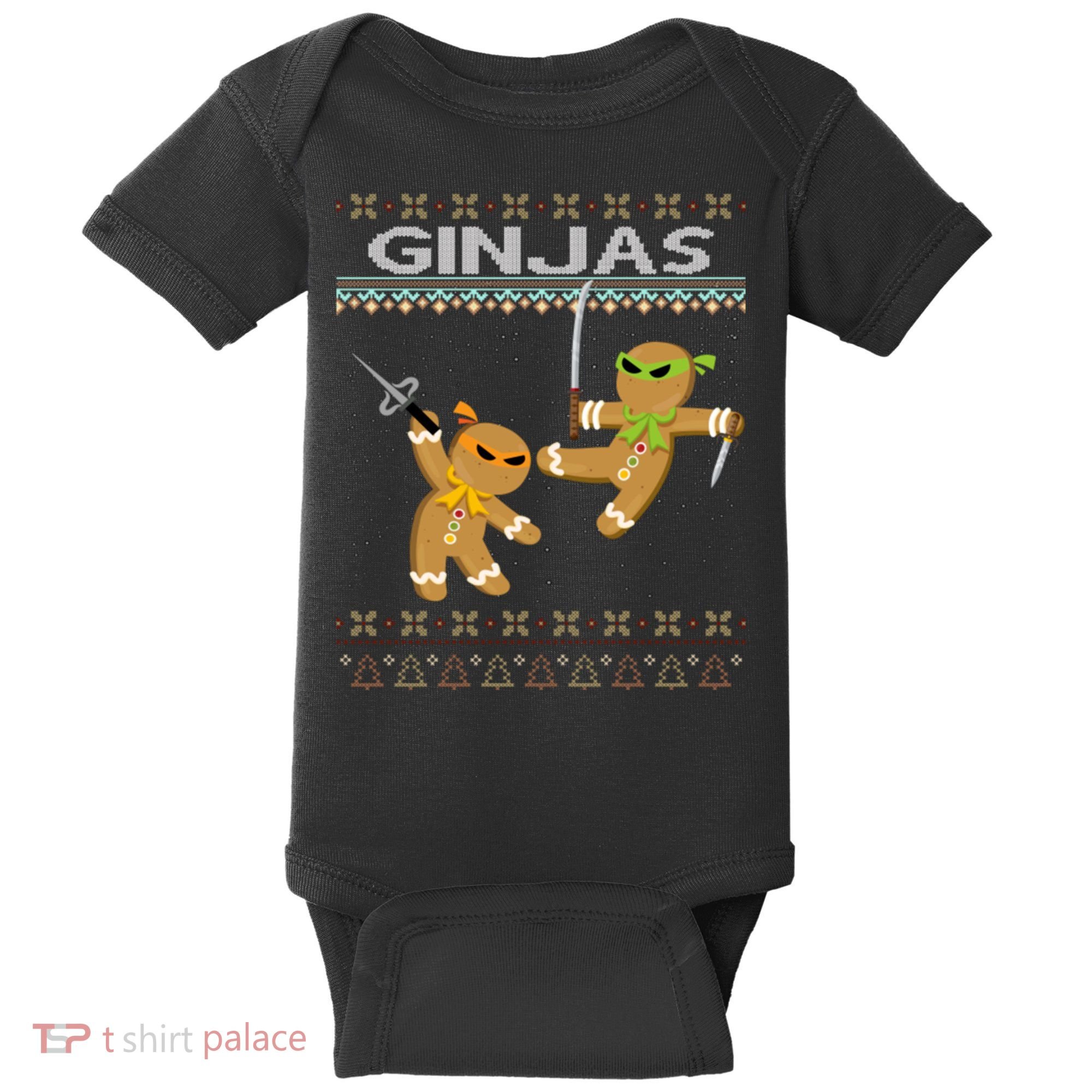 Ginjas Gingerbread Ninjas Ninjabread Christmas Ugly Sweater Baby Bodysuit