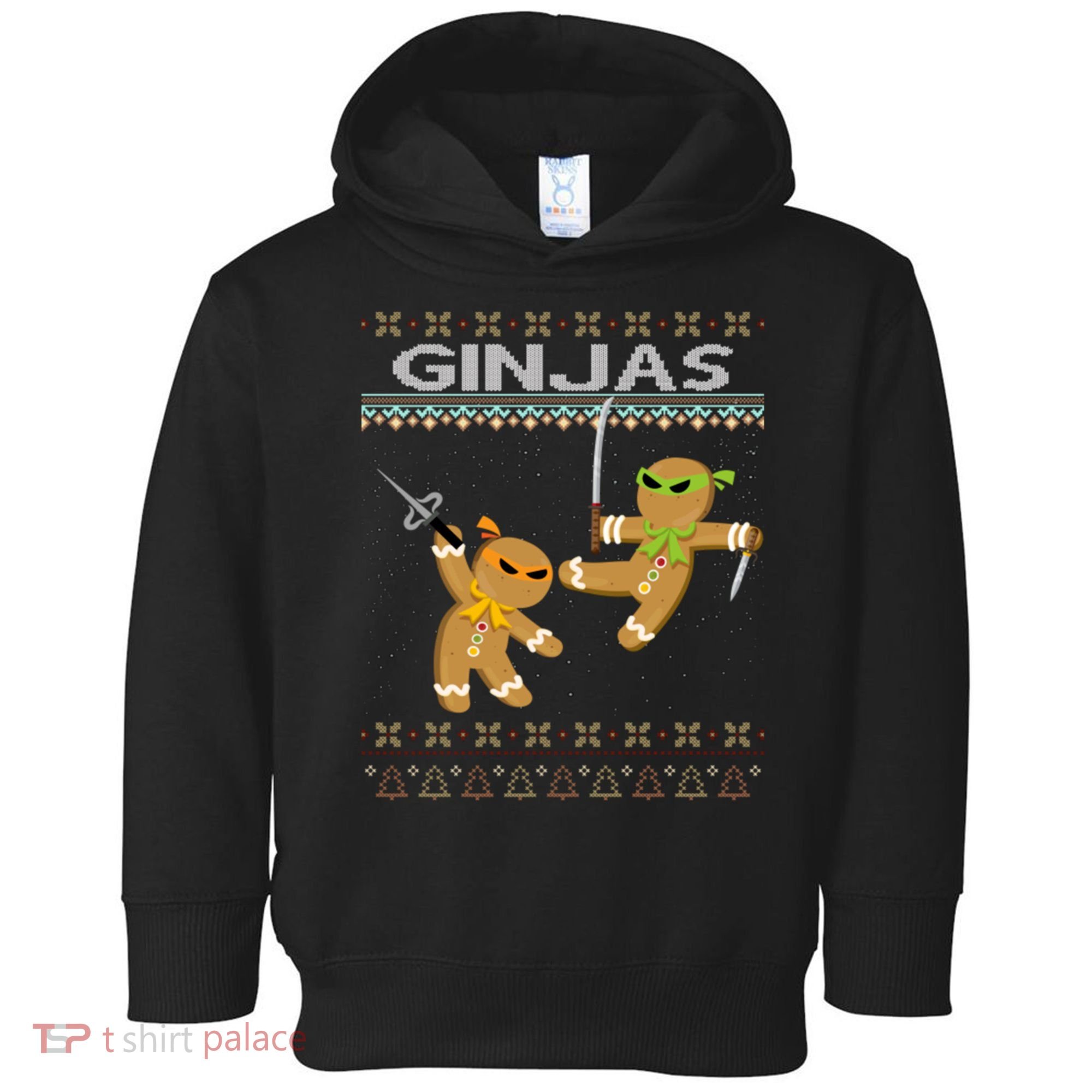 Ginjas Gingerbread Ninjas Ninjabread Christmas Ugly Sweater Toddler Hoodie