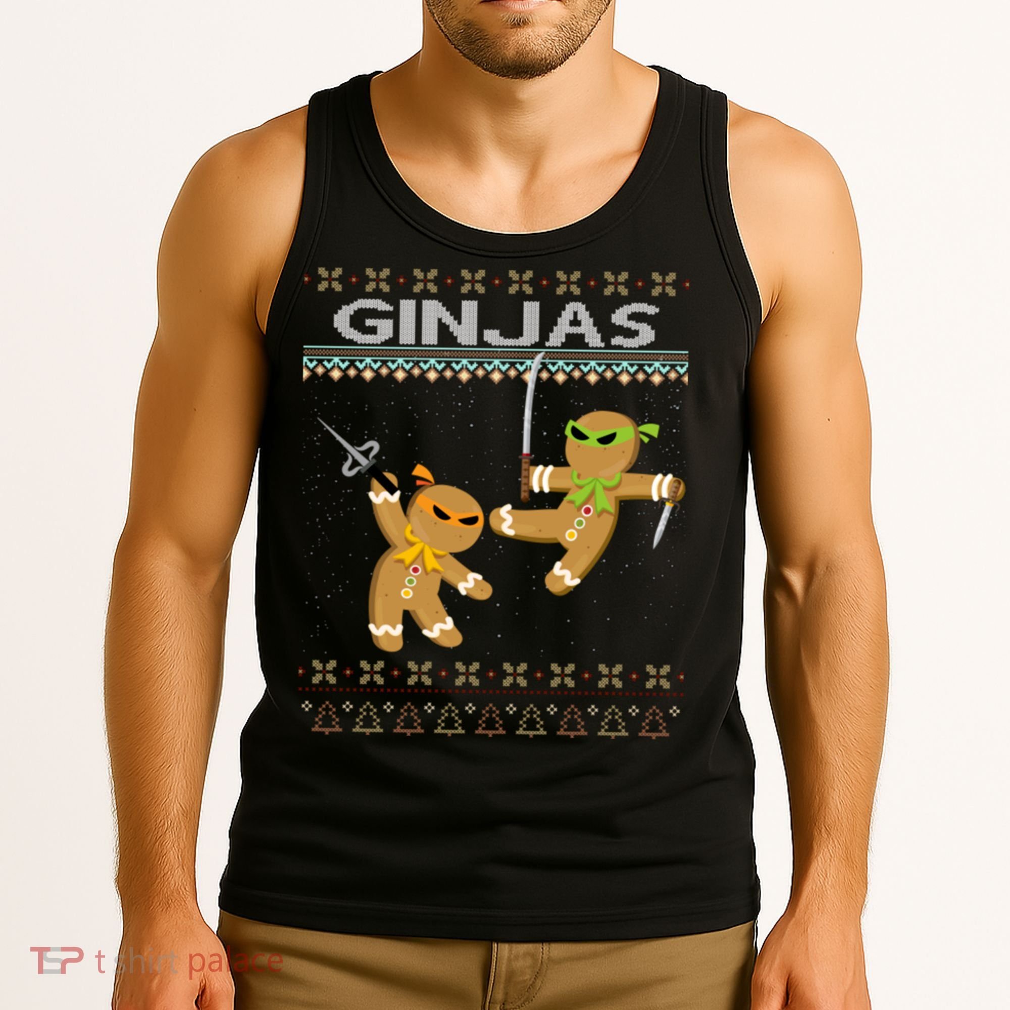 Ginjas Gingerbread Ninjas Ninjabread Christmas Ugly Sweater Tank Top