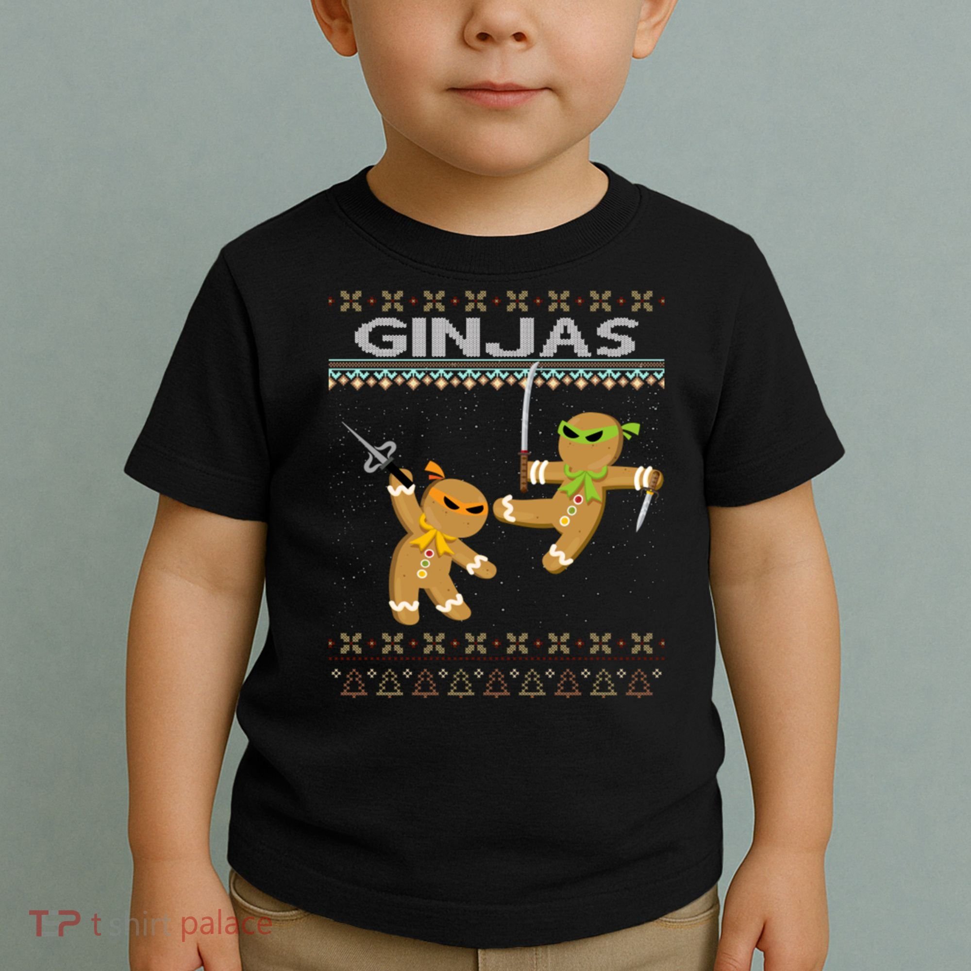 Ginjas Gingerbread Ninjas Ninjabread Christmas Ugly Sweater Toddler T-Shirt