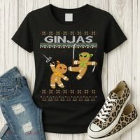 Ginjas Gingerbread Ninjas Ninjabread Christmas Ugly Sweater Women's T-Shirt thumb 3