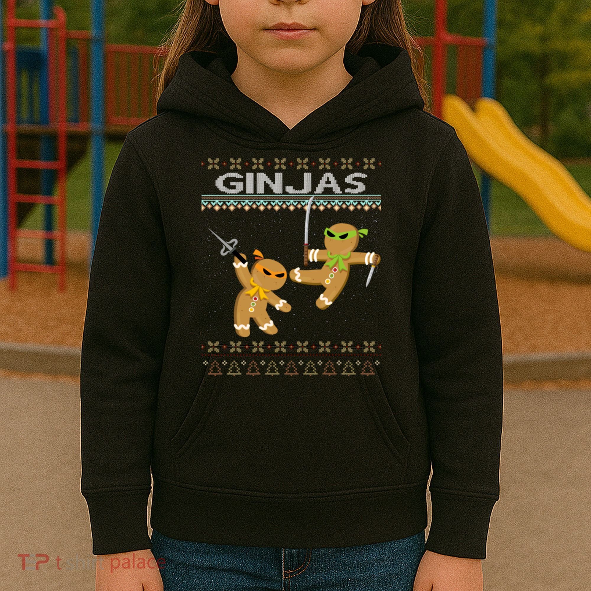 Ginjas Gingerbread Ninjas Ninjabread Christmas Ugly Sweater Kids Hoodie