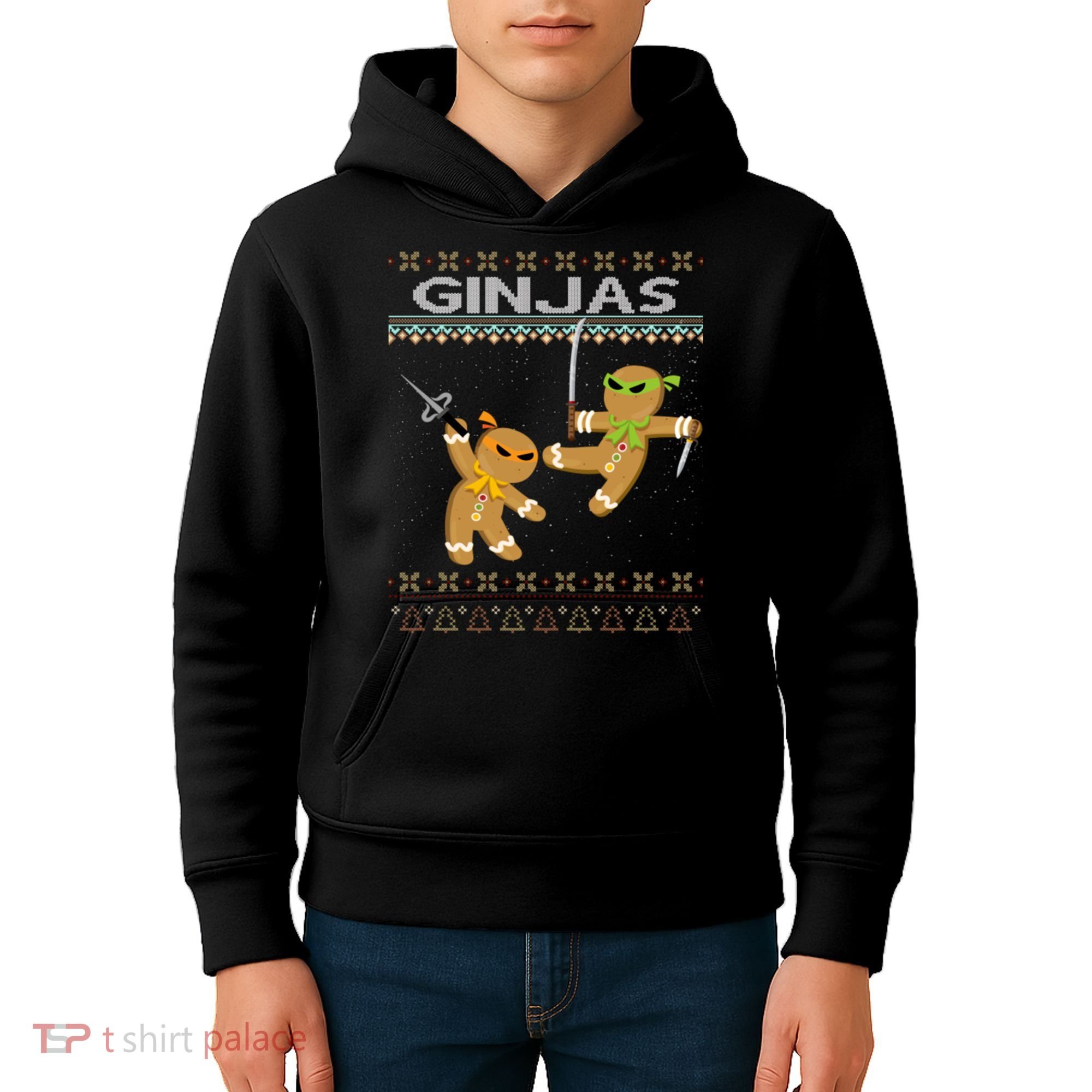 Ginjas Gingerbread Ninjas Ninjabread Christmas Ugly Sweater Kids Hoodie