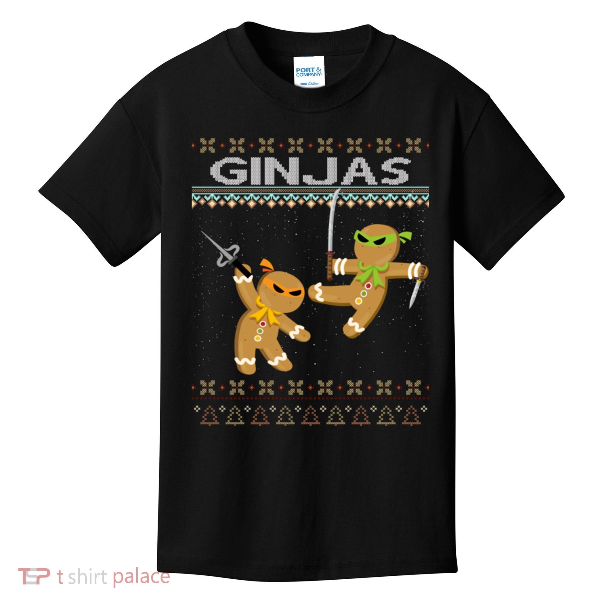 Ginjas Gingerbread Ninjas Ninjabread Christmas Ugly Sweater Kids T-Shirt