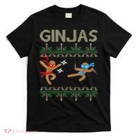 Ginjas Gingerbread Ninjas Throwing Stars Ugly Christmas T-Shirt thumb 0