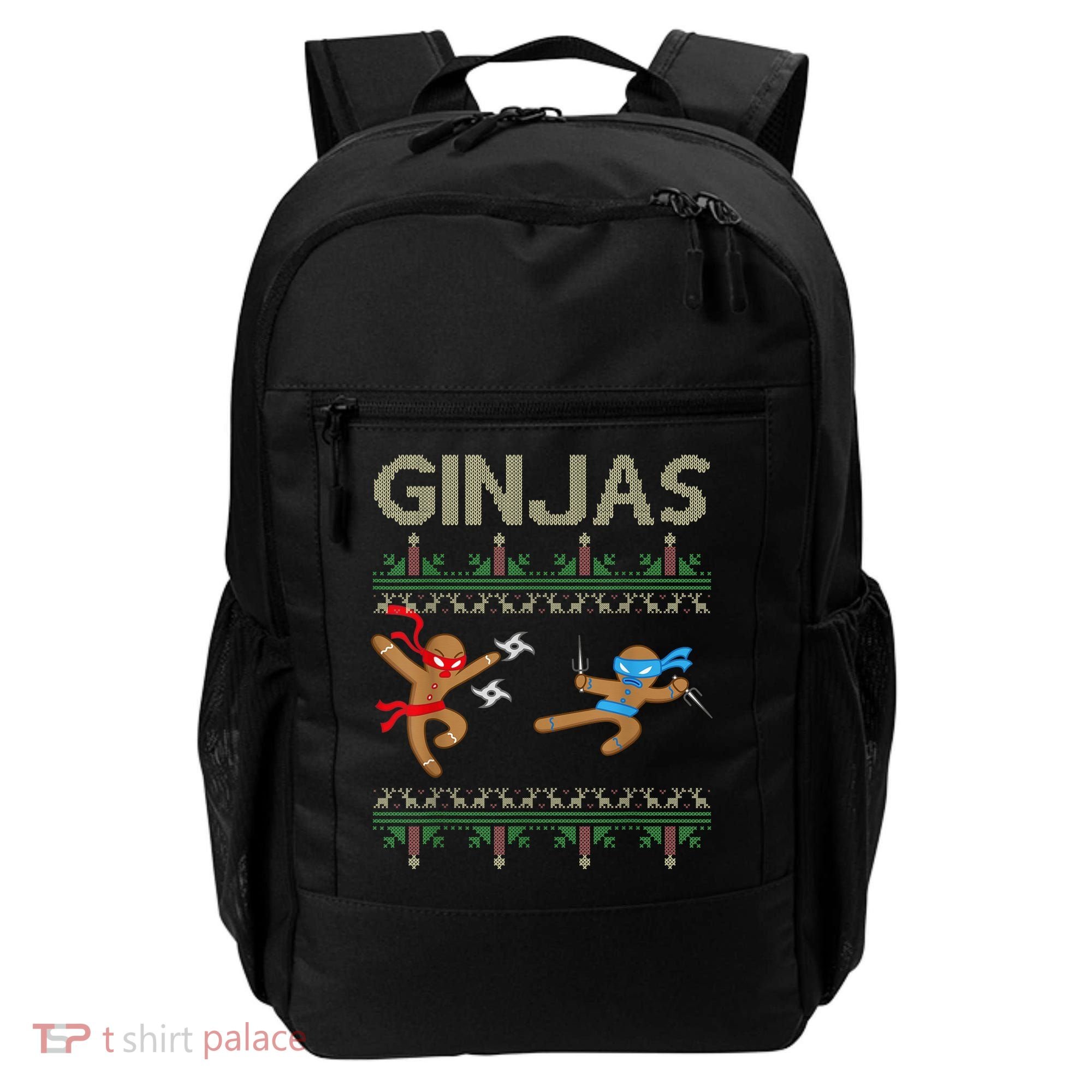 Ginjas Gingerbread Ninjas Throwing Stars Ugly Christmas Backpack