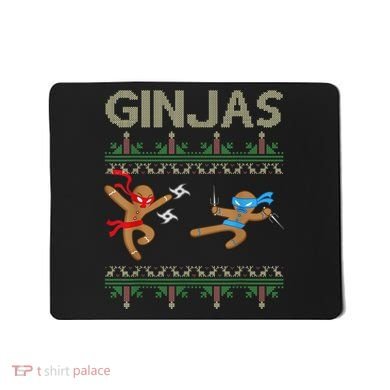 Ginjas Gingerbread Ninjas Throwing Stars Ugly Christmas Mousepad