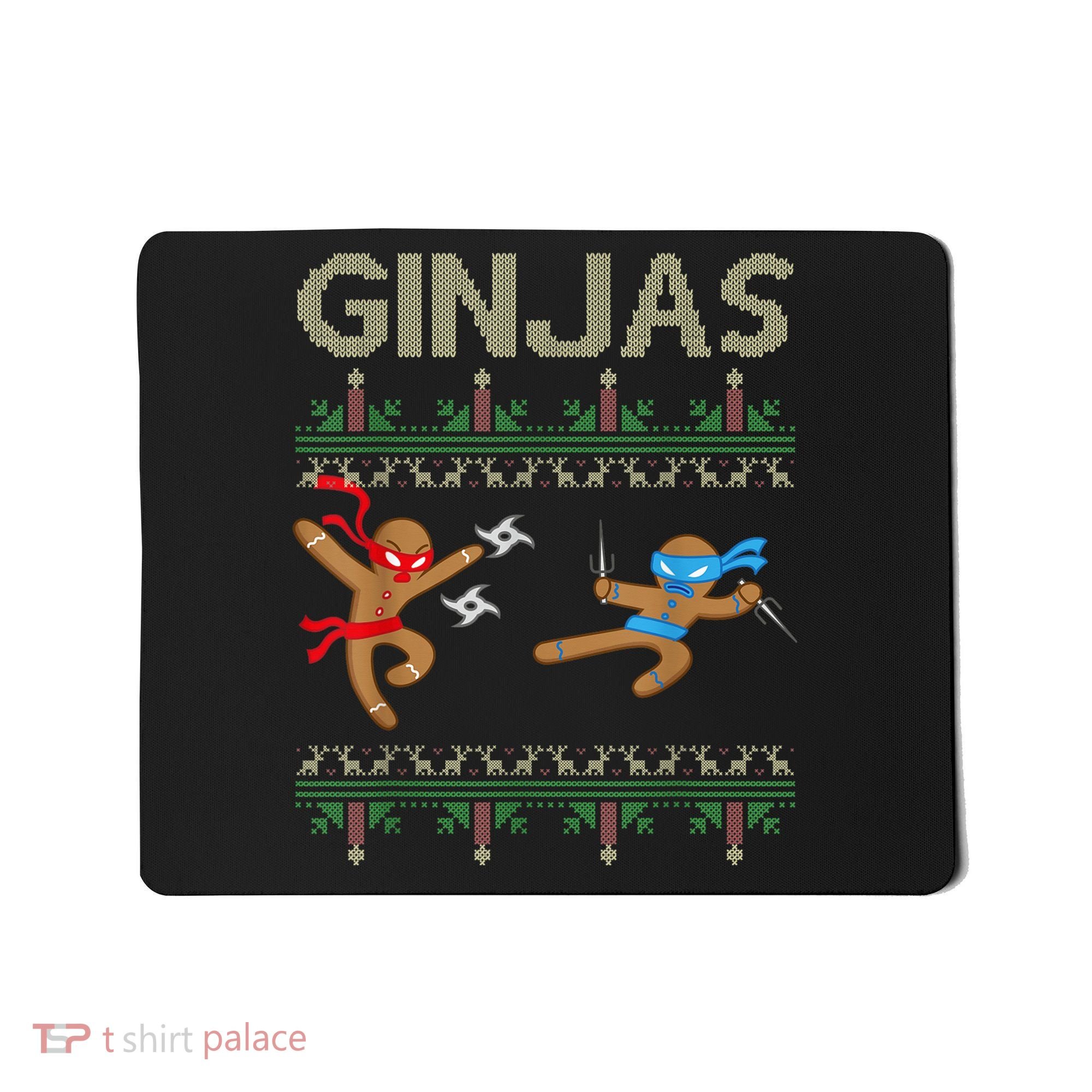 Ginjas Gingerbread Ninjas Throwing Stars Ugly Christmas Mousepad