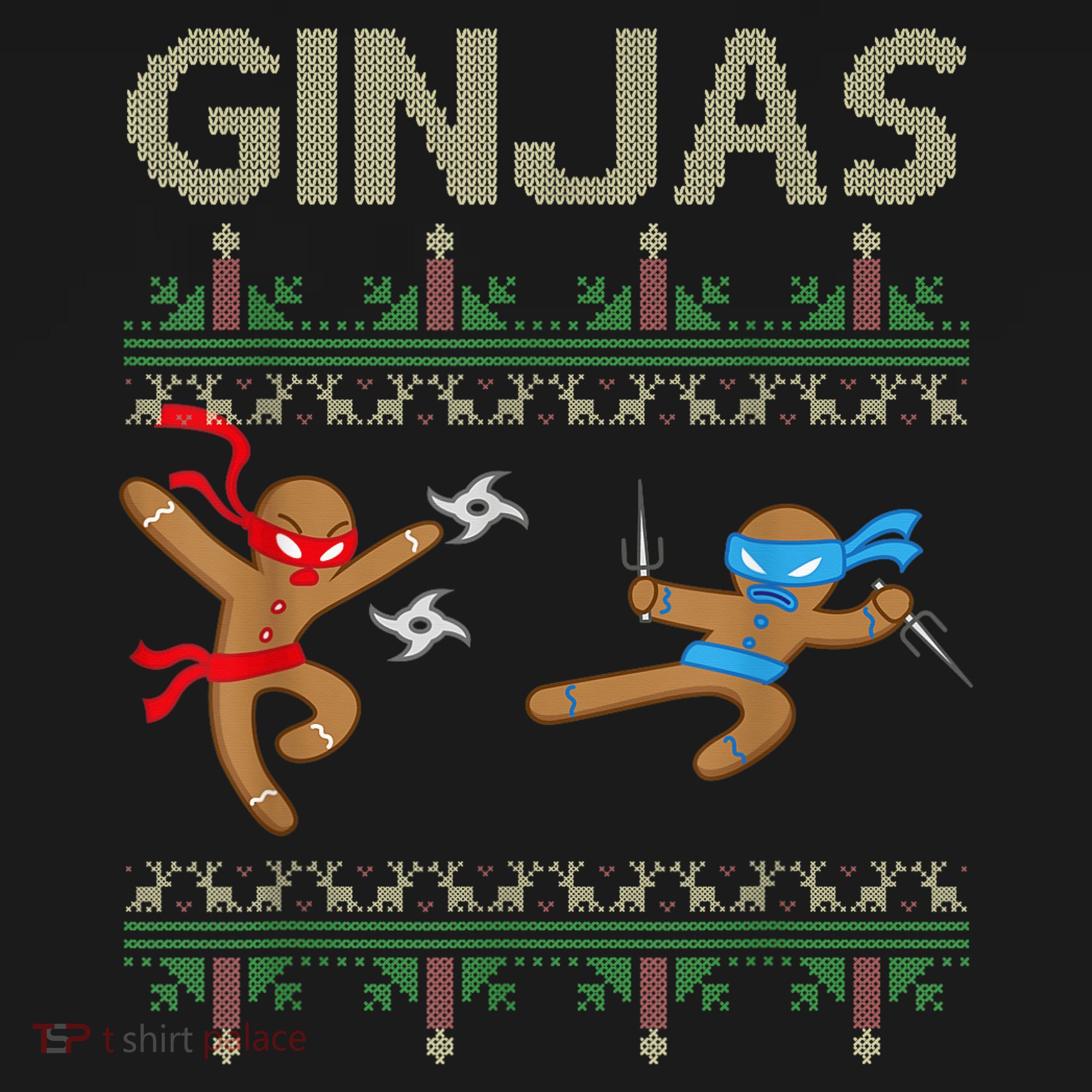 Ginjas Gingerbread Ninjas Throwing Stars Ugly Christmas Mousepad