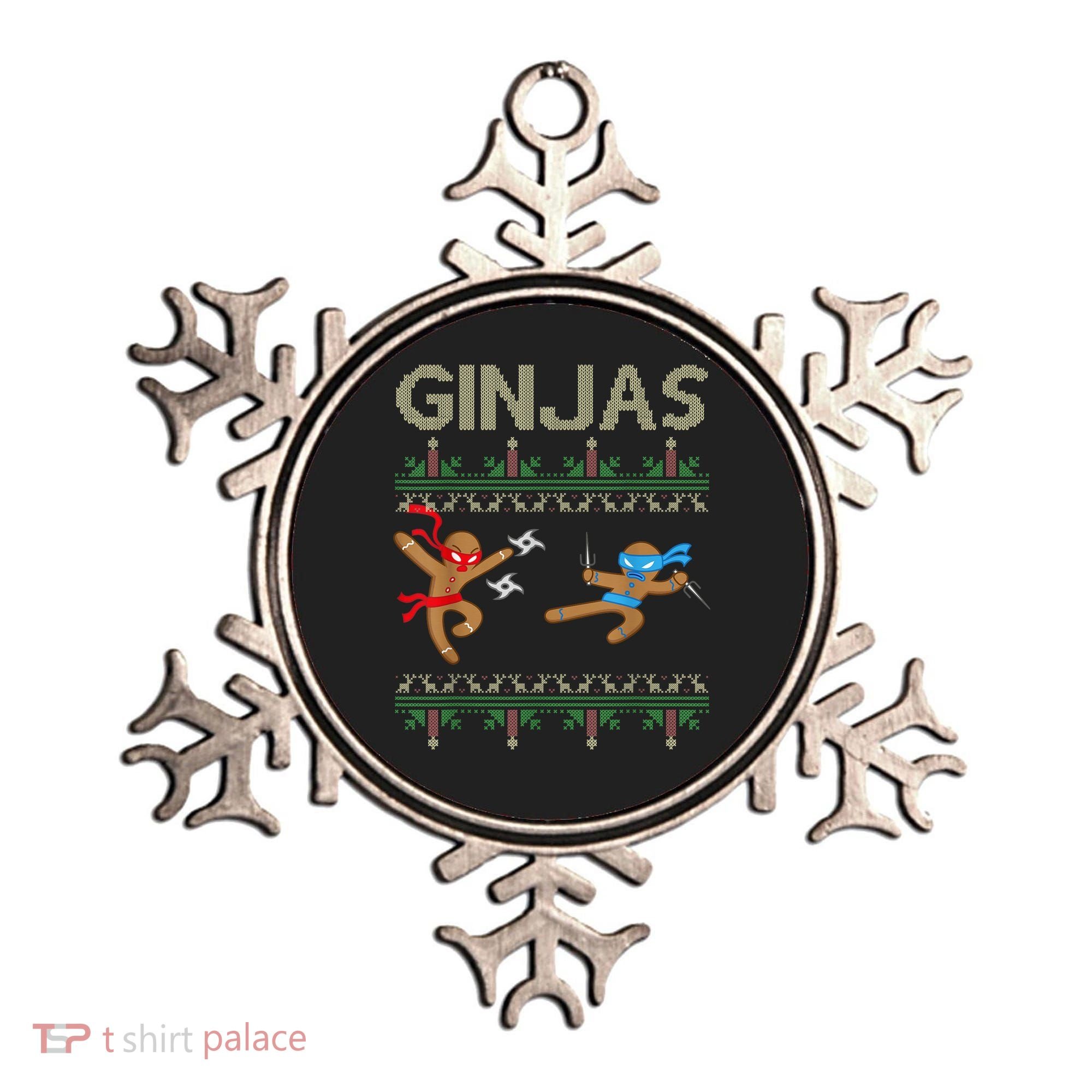 Ginjas Gingerbread Ninjas Throwing Stars Ugly Christmas Ornament