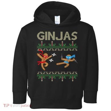 Ginjas Gingerbread Ninjas Throwing Stars Ugly Christmas Toddler Hoodie