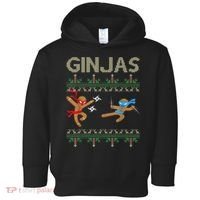 Ginjas Gingerbread Ninjas Throwing Stars Ugly Christmas Toddler Hoodie thumb 0
