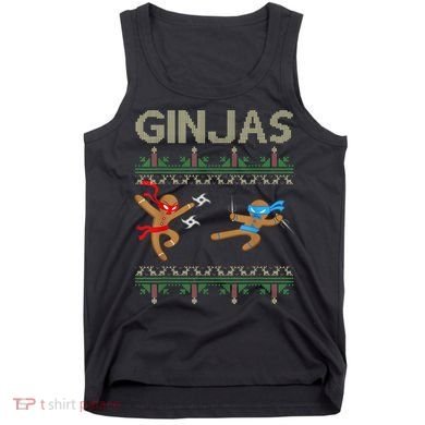 Ginjas Gingerbread Ninjas Throwing Stars Ugly Christmas Tank Top