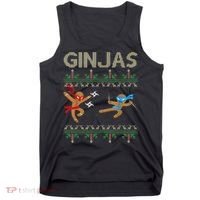 Ginjas Gingerbread Ninjas Throwing Stars Ugly Christmas Tank Top thumb 0