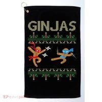 Ginjas Gingerbread Ninjas Throwing Stars Ugly Christmas Golf Towel thumb 0