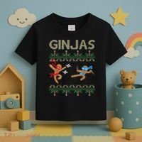 Ginjas Gingerbread Ninjas Throwing Stars Ugly Christmas Toddler T-Shirt thumb 3