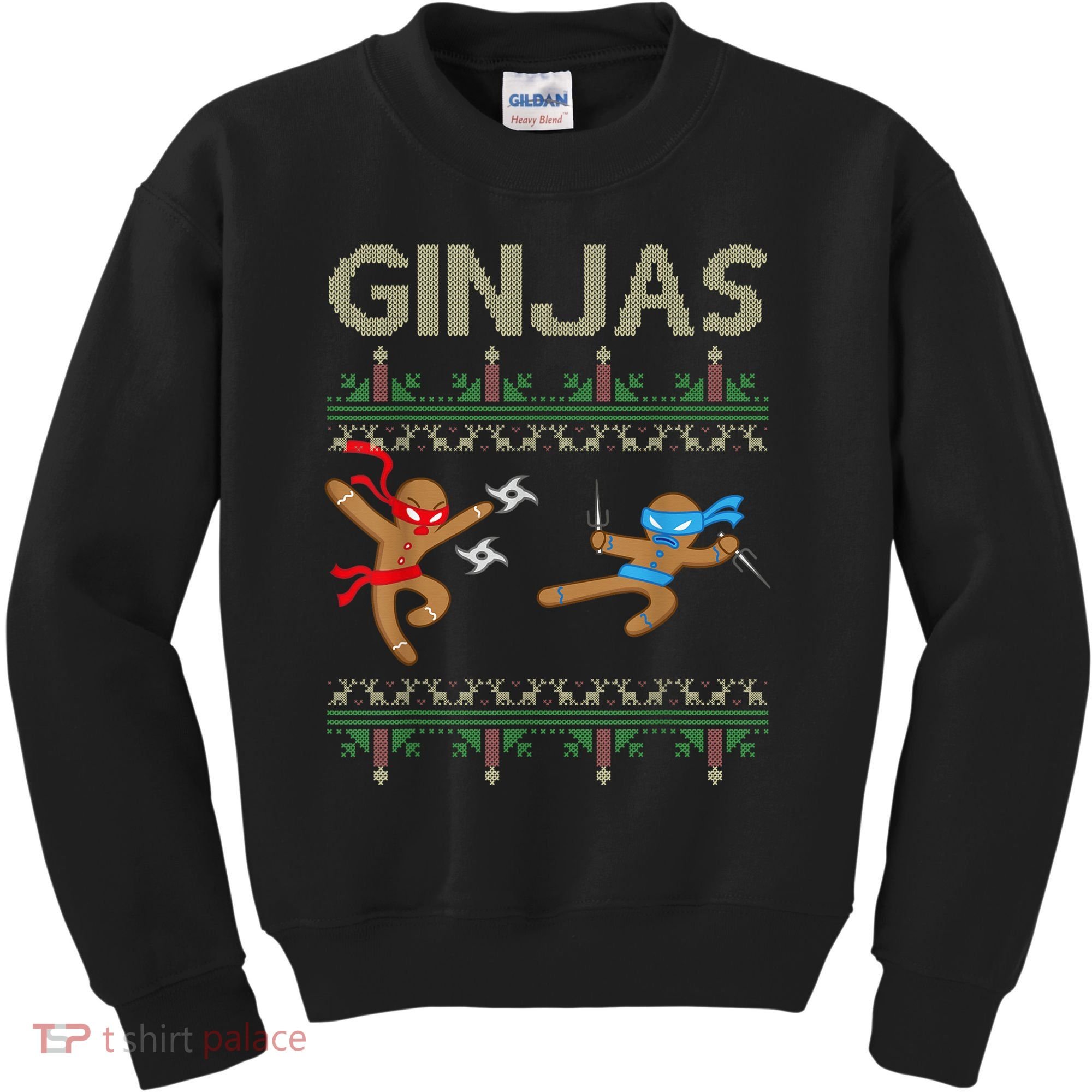 Ginjas Gingerbread Ninjas Throwing Stars Ugly Christmas Kids Sweatshirt