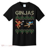 Ginjas Gingerbread Ninjas Throwing Stars Ugly Christmas Kids T-Shirt thumb 0