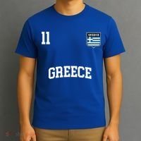 Greece Gift No 11 Greek Flag Football Soccer Team T-Shirt thumb 3